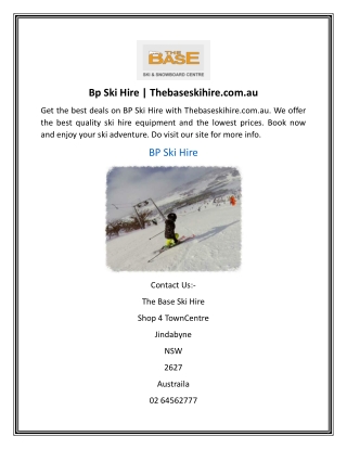 Bp Ski Hire | Thebaseskihire.com.au