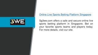 Online Live Sports Betting Platform Singapore | Sg3we.com