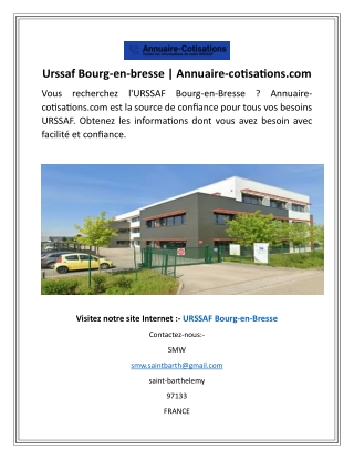 Urssaf Bourg-en-bresse  Annuaire-cotisations.com