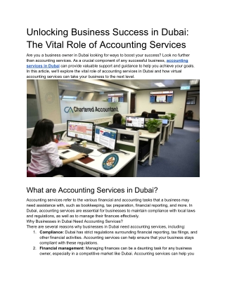 The Vital Role of Accounting Services