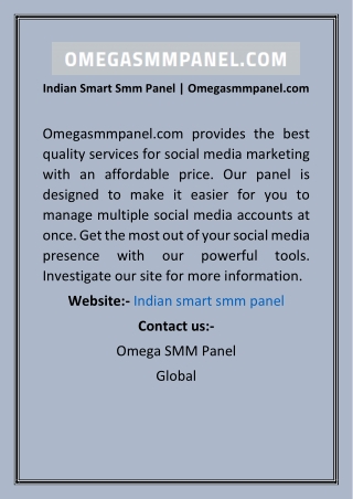 Indian Smart Smm Panel  Omegasmmpanel