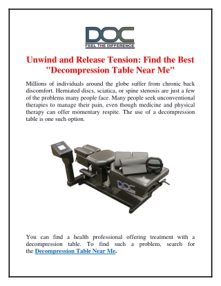 Unwind and Release Tension: Find the Best "Decompression Table Near Me"