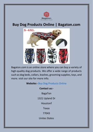 Buy Dog Products Online  Bagaton