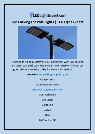 Led Parking Lot Pole Lights  LED Light Expert