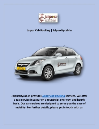 Jaipur Cab Booking | Jaipurcitycab.in