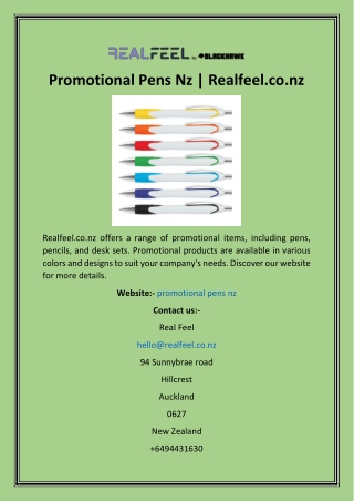 Promotional Pens Nz  Realfeel.co.nz