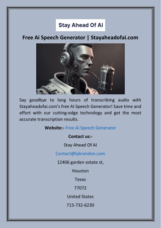 Free Ai Speech Generator  Stayaheadofai