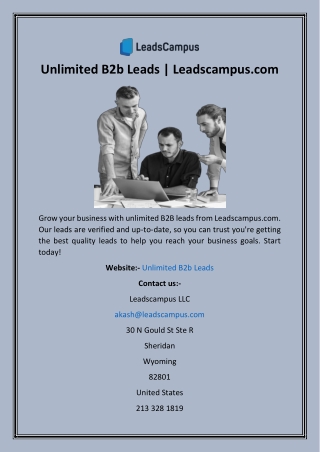 Unlimited B2b Leads  Leadscampus