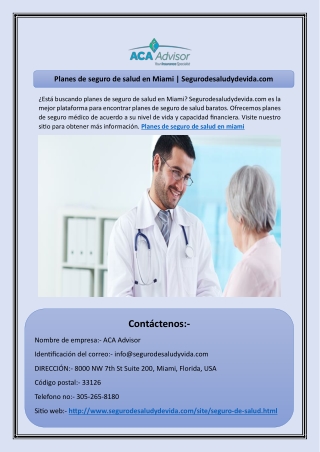 Planes de seguro de salud en Miami | Segurodesaludydevida.com