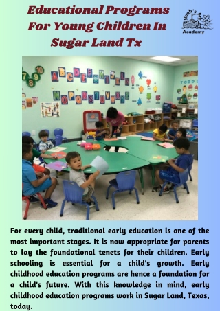 Educational Programs For Young Children In Sugar Land Tx