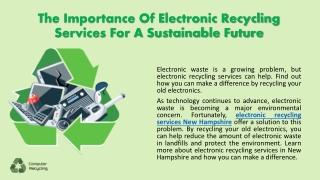 Electronic Recycling Services New Hampshire