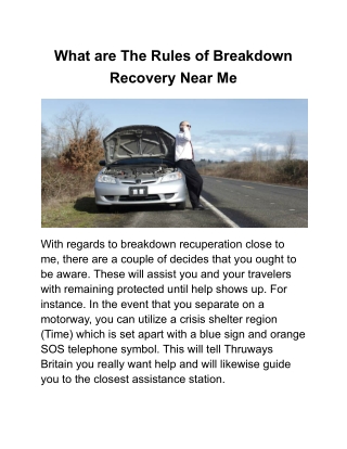 What are The Rules of Breakdown Recovery Near Me