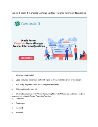 Oracle Fusion Financials General Ledger Fresher Interview Questions