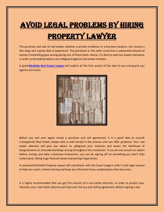 Avoid Legal Problems by Hiring Property Lawyer