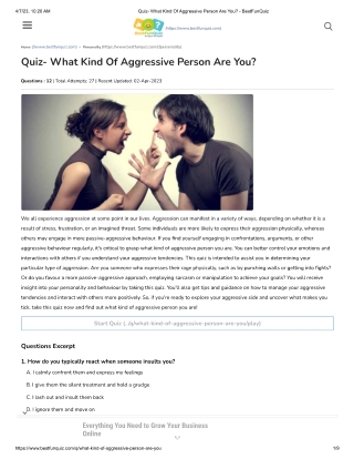 Quiz- What Kind Of Aggressive Person Are You?