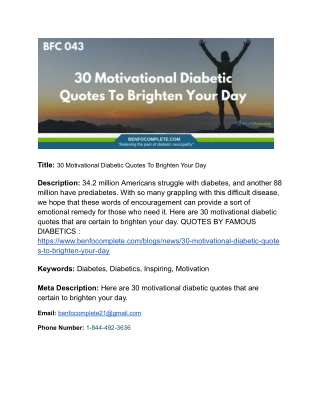 30 Motivational Diabetic Quotes