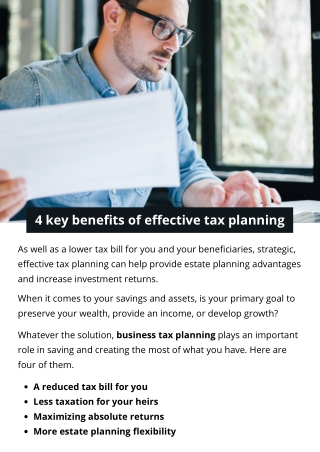 4 key benefits of effective tax planning