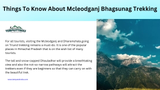 Things To Know About Mcleodganj Bhagsunag Trekking