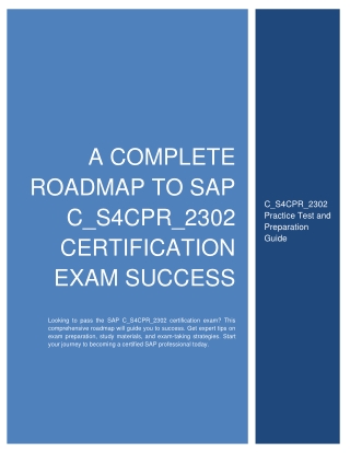 A Complete Roadmap to SAP C_S4CPR_2302 Certification Exam Success