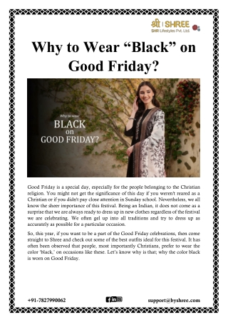 Why to Wear “Black” on Good Friday?