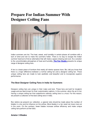 Prepare For Indian Summer With Designer Ceiling Fans