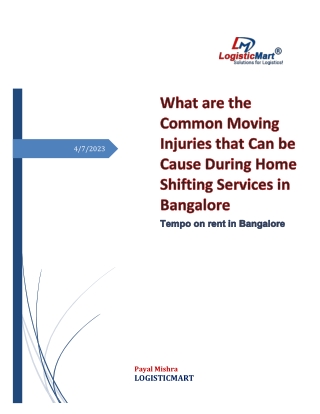 What are the Common Moving Injuries that Can be Cause During Home Shifting Services in Bangalore