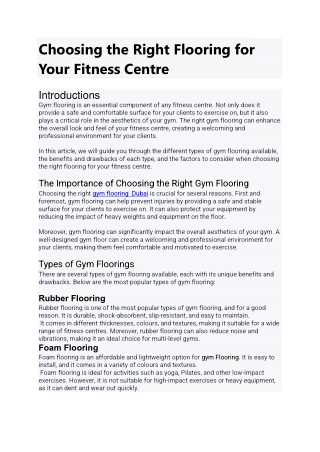 Choosing the Right Flooring for Your Fitness Center