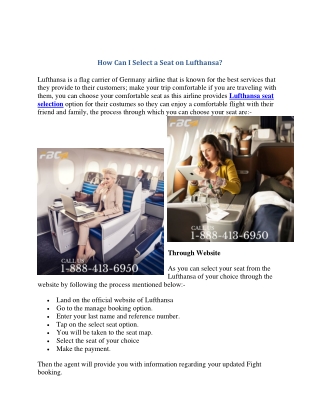 How Can I Select a Seat on Lufthansa?