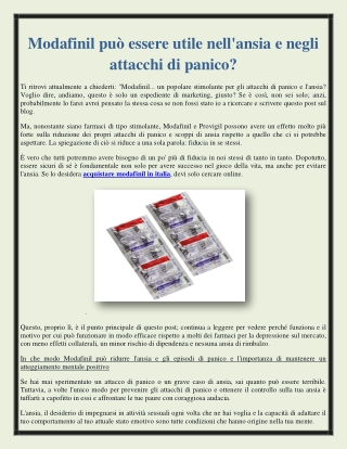 Modafinil può essere utile nell'ansia e negli attacchi di panico?