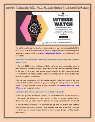 Vitesse Watch