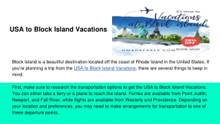 USA to Block Island Vacations