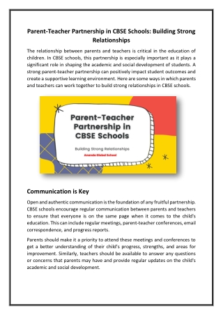 Parent Teacher Partnership in CBSE Schools Building Strong Relationships