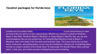 Vacation packages for florida keys