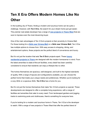 Ten X Era Offers Modern Homes Like No Other
