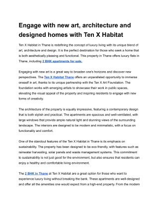 Engage with new art, architecture and designed homes with Ten X Habitat