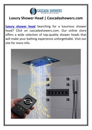 Luxury Shower Head | Cascadashowers.com
