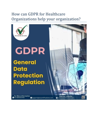 How can GDPR for Healthcare Organizations help your organization?