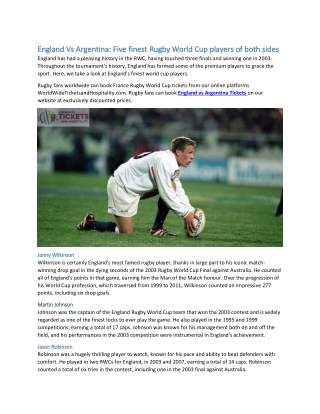 England Vs Argentina: Five finest Rugby World Cup players of both sides