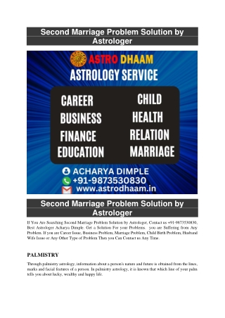 Second Marriage Problem Solution by Astrologer  91-9873530830