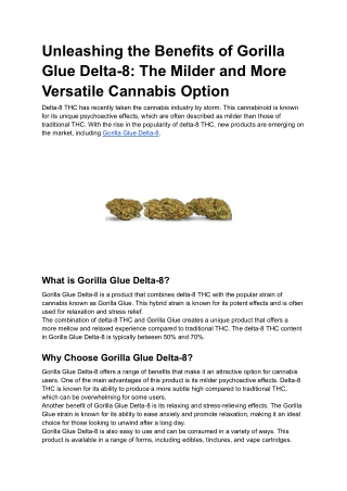 Unleashing the Benefits of Gorilla Glue Delta-8_ The Milder and More Versatile Cannabis Option