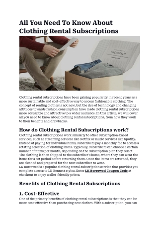 All You Need To Know About Clothing Rental Subscriptions