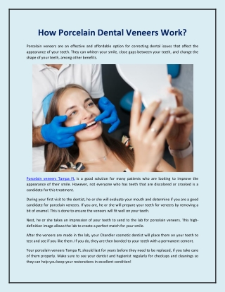 How Porcelain Dental Veneers Work?
