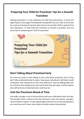 Preparing Your Child for Preschool Tips for a Smooth Transition