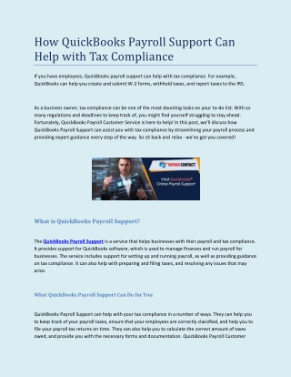 How QuickBooks Payroll Support Can Help with Tax Compliance