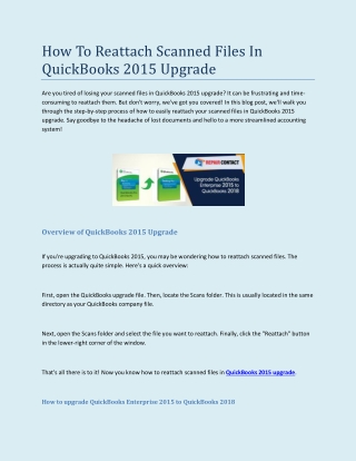 How To Reattach Scanned Files In QuickBooks 2015 Upgrade