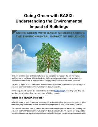 Going Green with BASIX: Understanding the Environmental Impact of Buildings