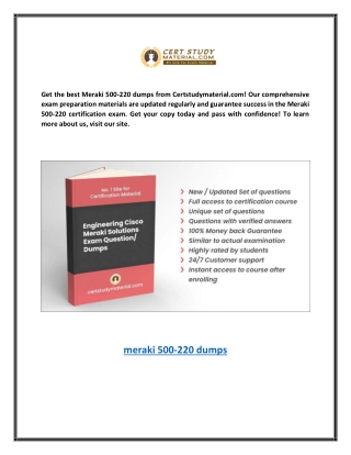 Meraki 500-220 Dumps | Certstudymaterial.com