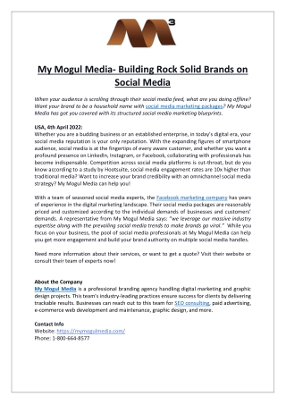 My Mogul Media- Building Rock Solid Brands on Social Media