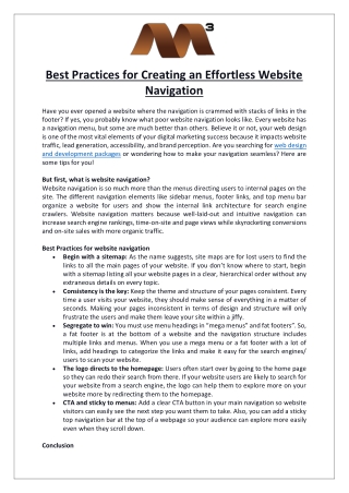 Best Practices for Creating an Effortless Website Navigation