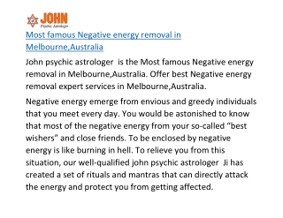 Most famous Negative energy removal in Melbourne